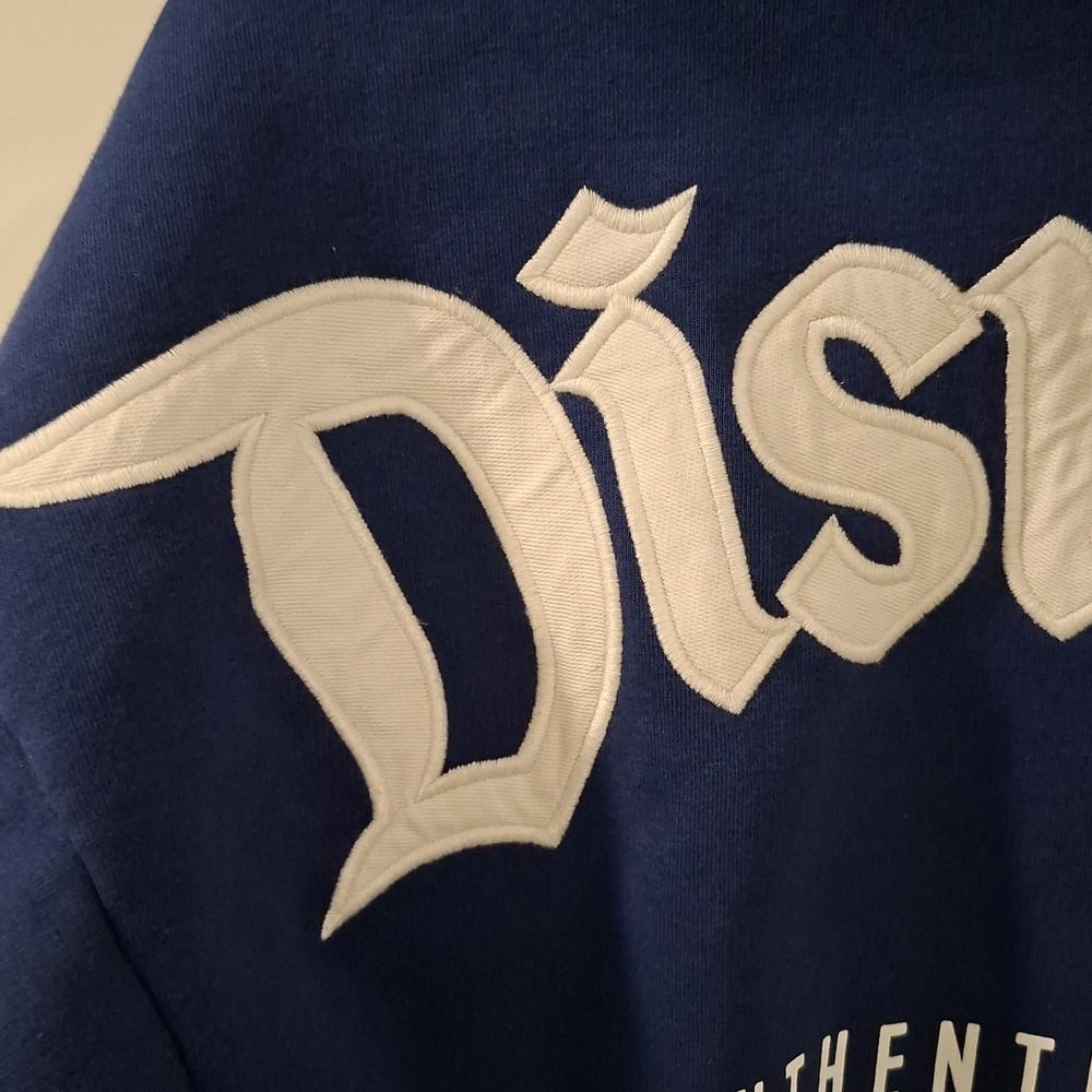 Disney Women's Oversized Blue Zip Hoodie with White Embroidered Logo (Size XS) - Picture 9 of 13